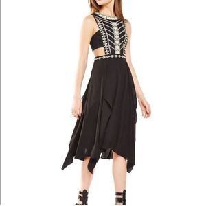 BCBGMAXAZRIA Adelia Cutout Embellished Midi Dress Size 0 EUC Rare
